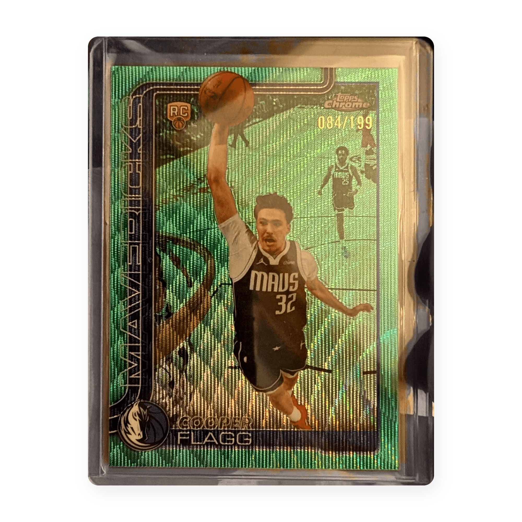 Cooper Flagg Topps Chrome Green Wave card from Chris’s collection, numbered 084/199