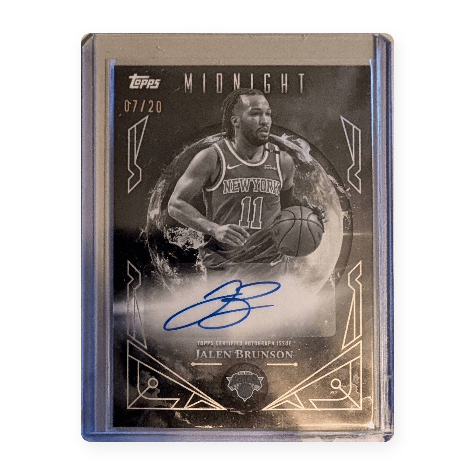 Jalen Brunson Topps Midnight autograph card from Chris’s collection, numbered 07/20